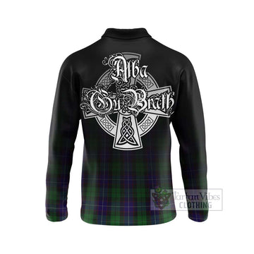 Mitchell Tartan Long Sleeve Polo Shirt Featuring Alba Gu Brath Family Crest Celtic Inspired - Tartan Vibes Clothing