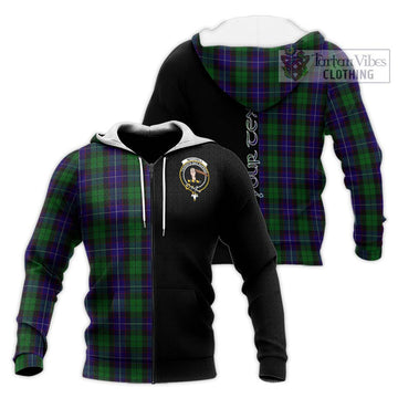 Mitchell Tartan Knitted Hoodie with Family Crest and Half Of Me Style Unisex Knitted Zip Hoodie - Tartan Vibes Clothing