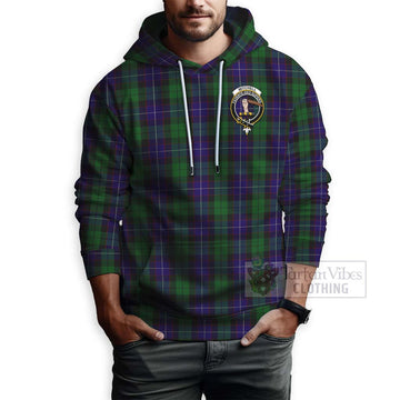 Mitchell Tartan Hoodie with Family Crest and Bearded Skull Holding Bottles of Whiskey - Tartan Vibes Clothing