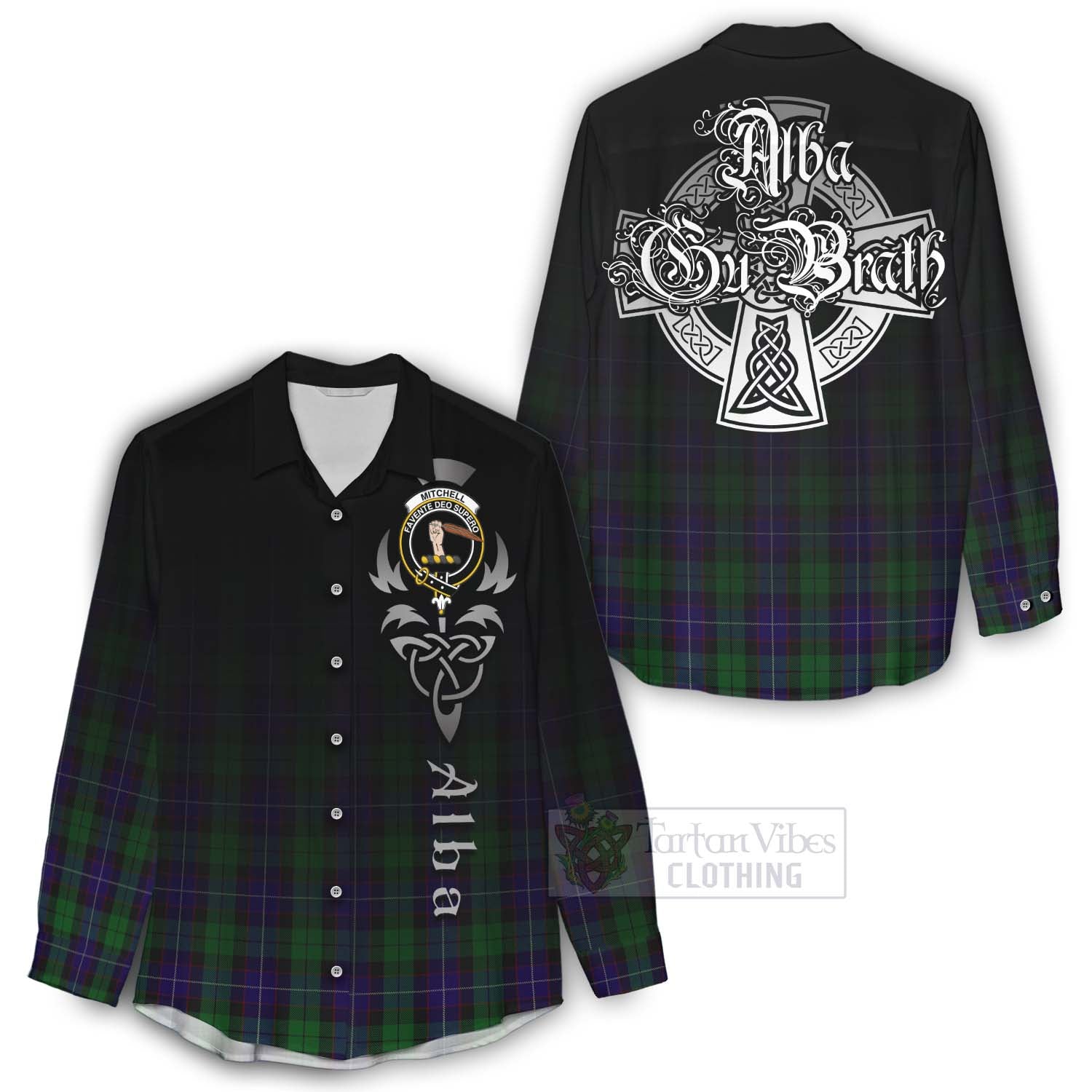Mitchell Tartan Women's Casual Shirt Featuring Alba Gu Brath Family Crest Celtic Inspired - Tartan Vibes Clothing