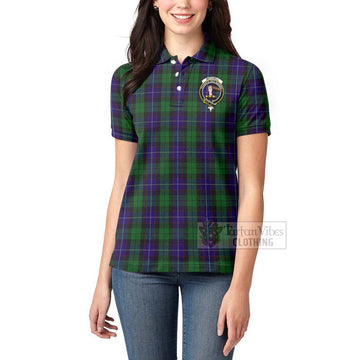 Mitchell Tartan Women's Polo Shirt with Family Crest and Bearded Skull Holding Bottles of Whiskey - Tartan Vibes Clothing
