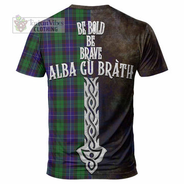 Mitchell Tartan Family Crest T-Shirt Alba Gu Brath Be Brave Lion Ancient Style - Tartan Vibes Clothing