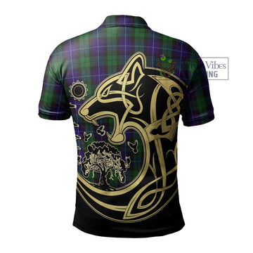 Mitchell Tartan Polo Shirt with Family Crest Celtic Wolf Style - Tartan Vibes Clothing