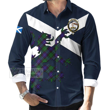 Mitchell Tartan Lion Rampant Long Sleeve Button Shirt Proudly Display Your Heritage with Alba Gu Brath and Clan Name Men's Shirt - Tartan Vibes Clothing