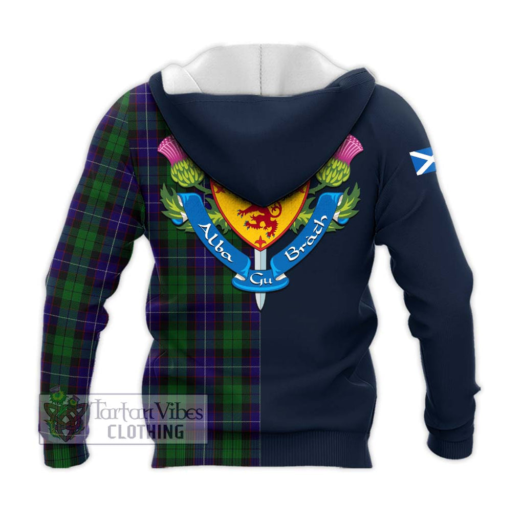 Mitchell Tartan Knitted Hoodie Alba with Scottish Lion Royal Arm Half Style - Tartan Vibes Clothing