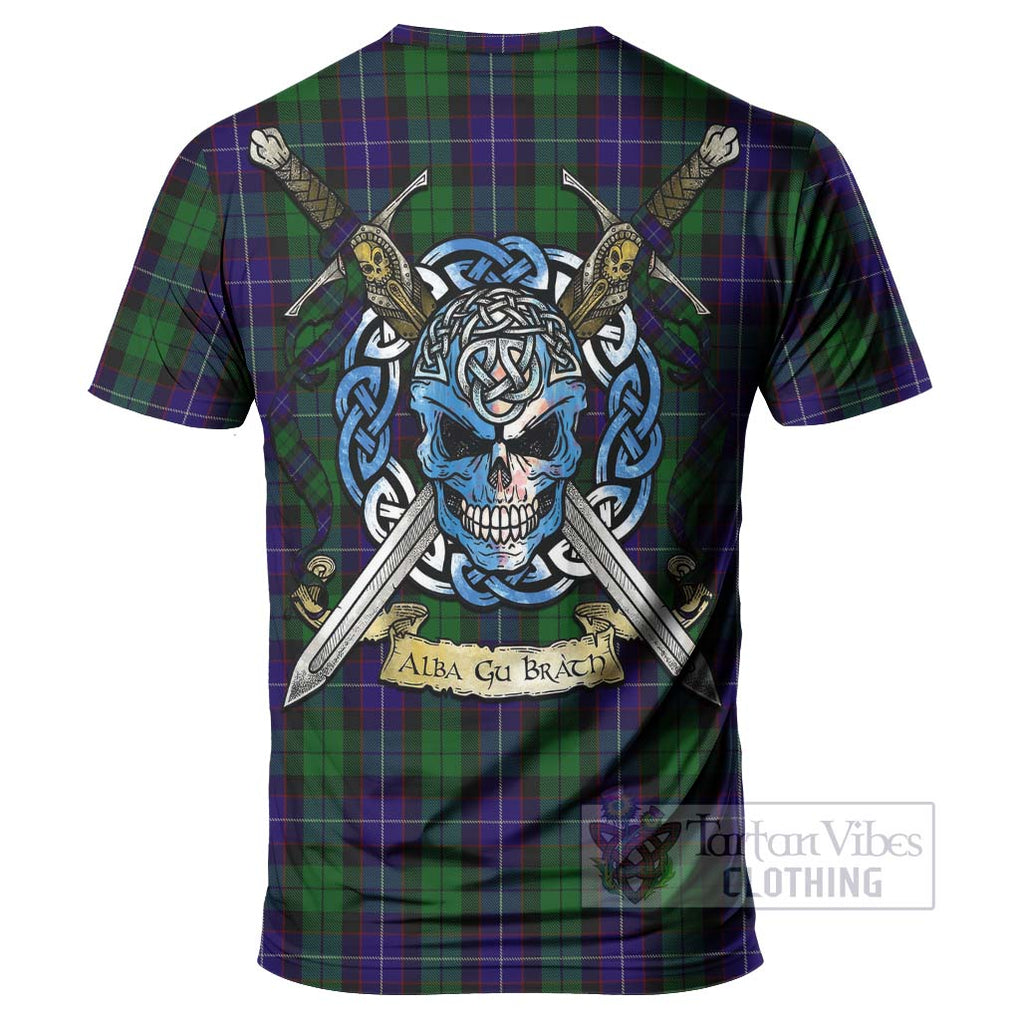 Mitchell Tartan T-Shirt with Family Crest Celtic Skull Style - Tartan Vibes Clothing