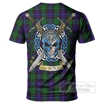 Mitchell Tartan T-Shirt with Family Crest Celtic Skull Style - Tartan Vibes Clothing
