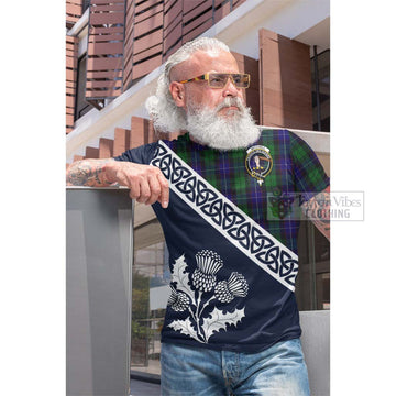 Mitchell Tartan Cotton T-shirt Featuring Thistle and Scotland Map Men's Shirt - Tartan Vibes Clothing