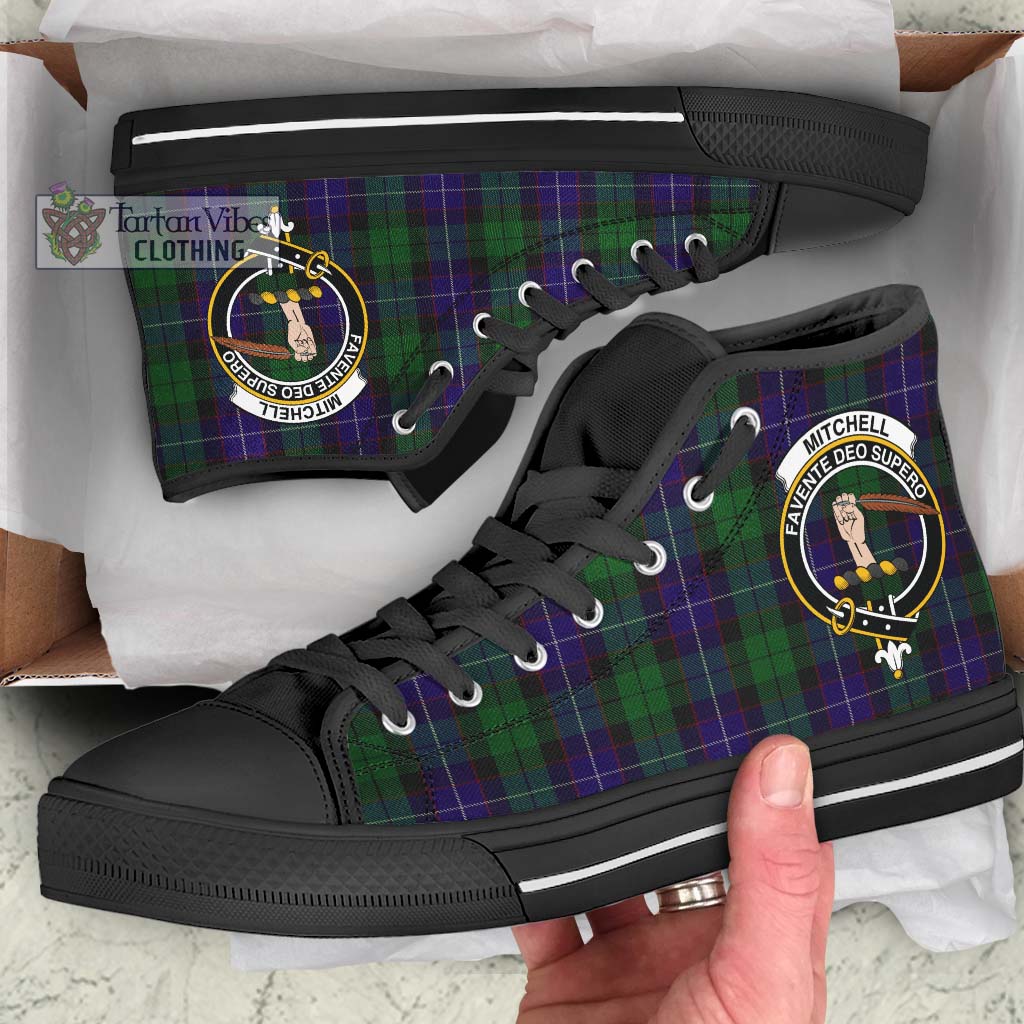 Mitchell Tartan High Top Shoes with Family Crest - Tartan Vibes Clothing
