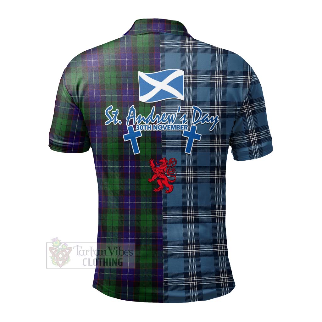 Mitchell Tartan Polo Shirt Happy St. Andrew's Day Half Tartan Style - Tartan Vibes Clothing