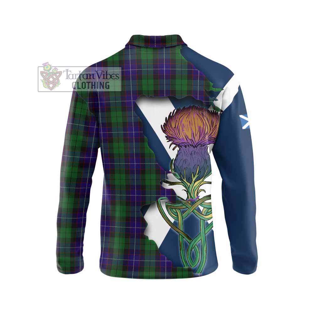 Mitchell Tartan Family Crest Long Sleeve Polo Shirt Scottish Thistle Celtic Inspired - Tartan Vibes Clothing