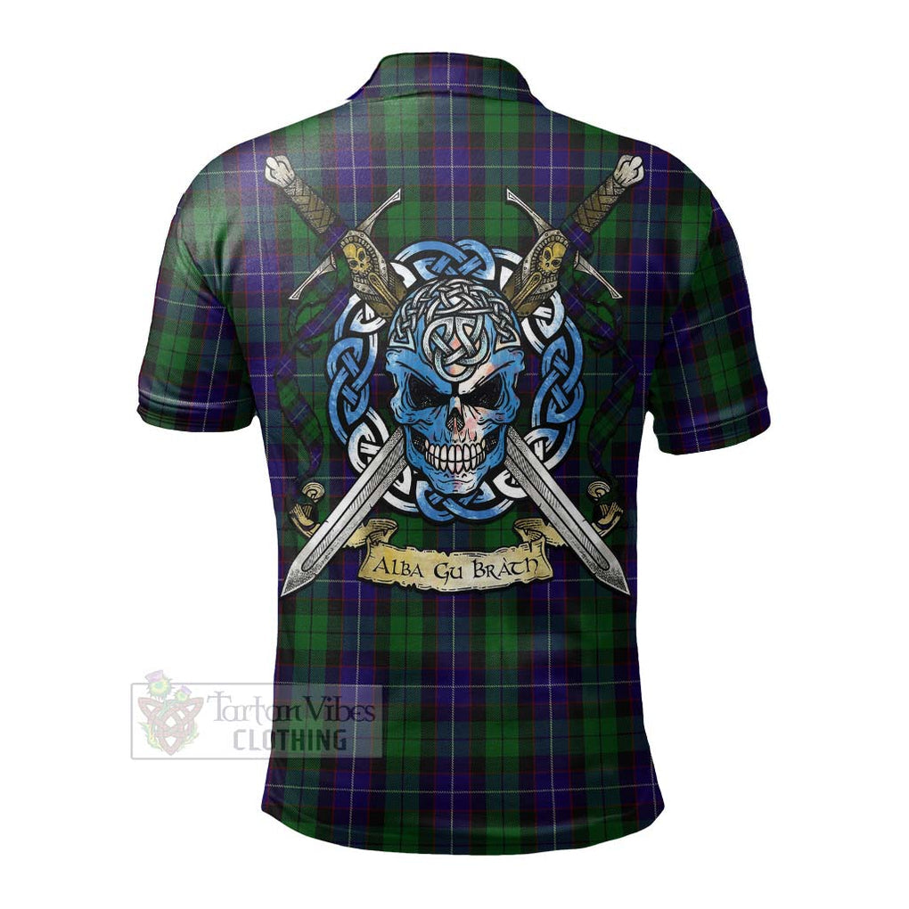 Mitchell Tartan Polo Shirt with Family Crest Celtic Skull Style - Tartan Vibes Clothing