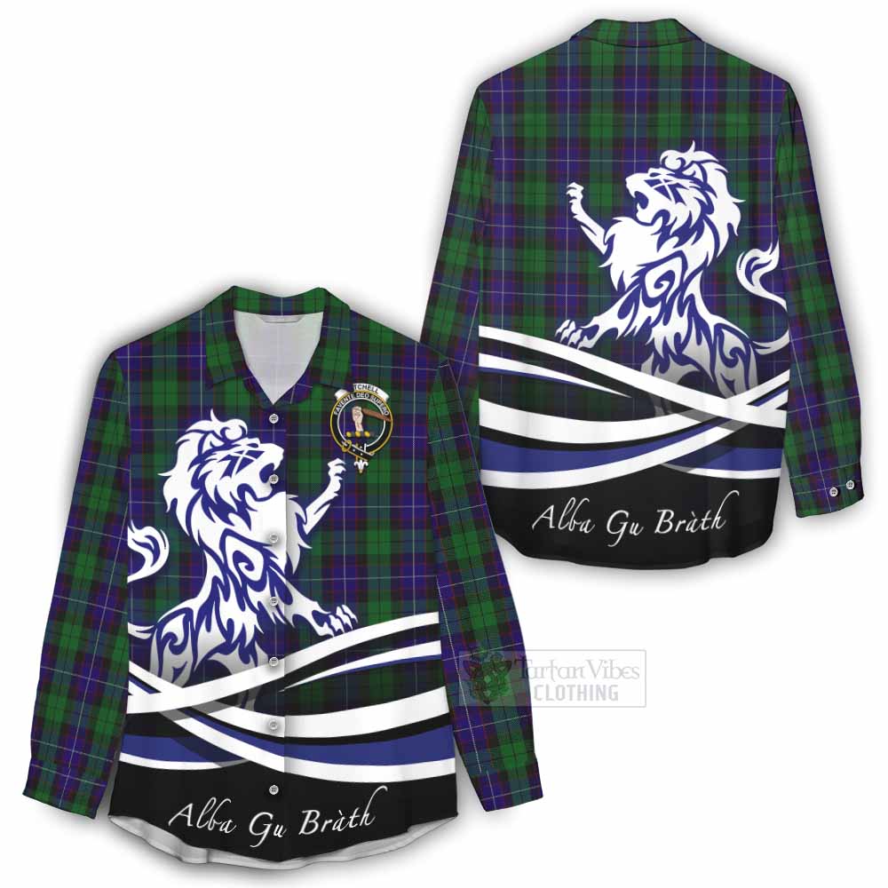 Mitchell Tartan Women's Casual Shirt with Alba Gu Brath Regal Lion Emblem - Tartan Vibes Clothing