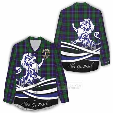 Mitchell Tartan Women's Casual Shirt with Alba Gu Brath Regal Lion Emblem - Tartan Vibes Clothing