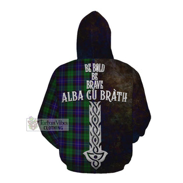 Tartan Vibes Clothing Mitchell Tartan Family Crest Cotton Hoodie Alba Gu Brath Be Brave Lion Ancient Style