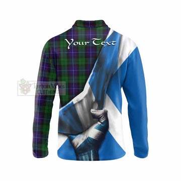Mitchell Tartan Long Sleeve Polo Shirt with Family Crest Scotland Patriotic Style - Tartan Vibes Clothing