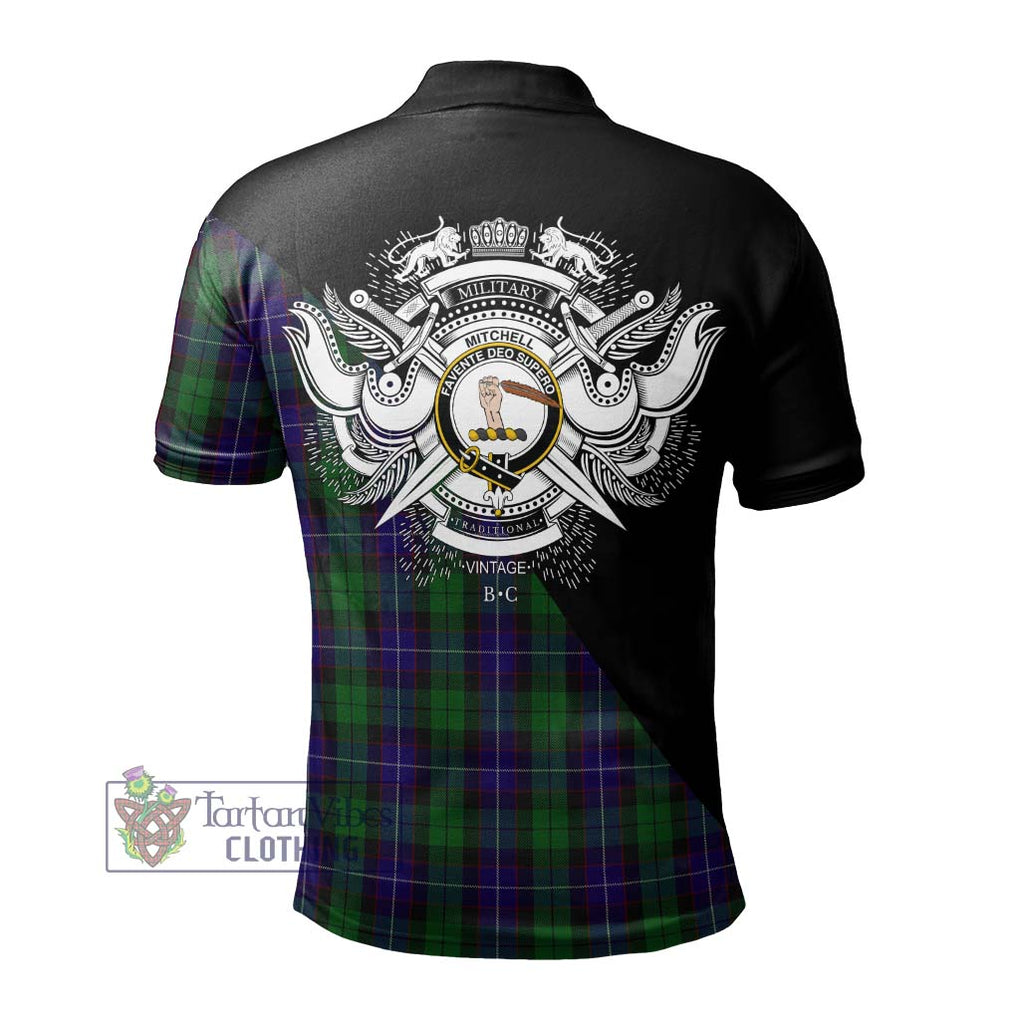 Mitchell Tartan Polo Shirt with Family Crest and Military Logo Style - Tartan Vibes Clothing