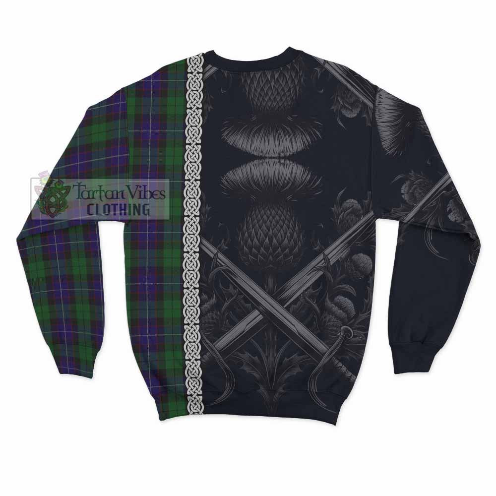 Mitchell Tartan Sweatshirt with Family Crest Cross Sword Thistle Celtic Vibes - Tartan Vibes Clothing