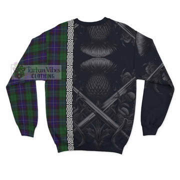 Mitchell Tartan Sweatshirt with Family Crest Cross Sword Thistle Celtic Vibes - Tartan Vibes Clothing