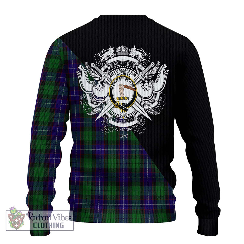 Mitchell Tartan Ugly Sweater with Family Crest and Military Logo Style - Tartan Vibes Clothing