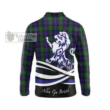 Mitchell Tartan Long Sleeve Polo Shirt with Alba Gu Brath Regal Lion Emblem - Tartan Vibes Clothing