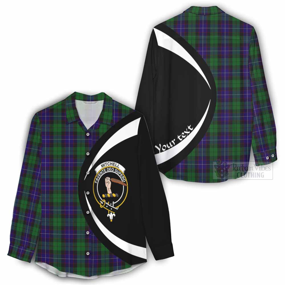 Mitchell Tartan Women's Casual Shirt with Family Crest Circle Style - Tartan Vibes Clothing
