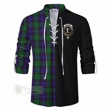 Mitchell Tartan Ghillie Kilt Shirt with Family Crest and Half Of Me Style - Tartan Vibes Clothing