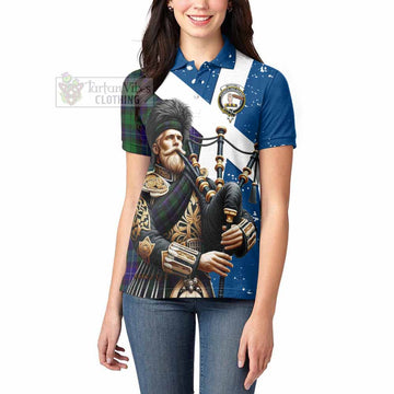 Mitchell Tartan Women's Polo Shirt with Family Crest Scottish Bagpiper Vibes - Tartan Vibes Clothing