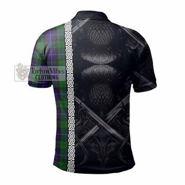 Mitchell Tartan Polo Shirt with Family Crest Cross Sword Thistle Celtic Vibes - Tartan Vibes Clothing