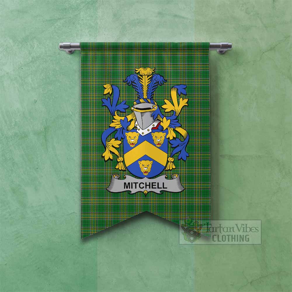 Tartan Vibes Clothing Mitchell Irish Clan Tartan Gonfalon, Tartan Banner with Coat of Arms