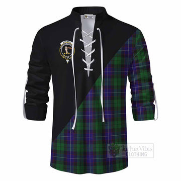 Mitchell Tartan Ghillie Kilt Shirt with Family Crest and Military Logo Style - Tartan Vibes Clothing