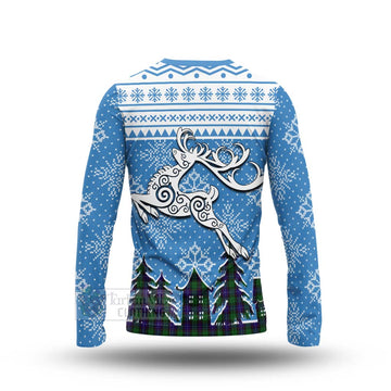 Mitchell Clan Christmas Long Sleeve T-Shirt Celtic Reindeer Style - Tartan Vibes Clothing