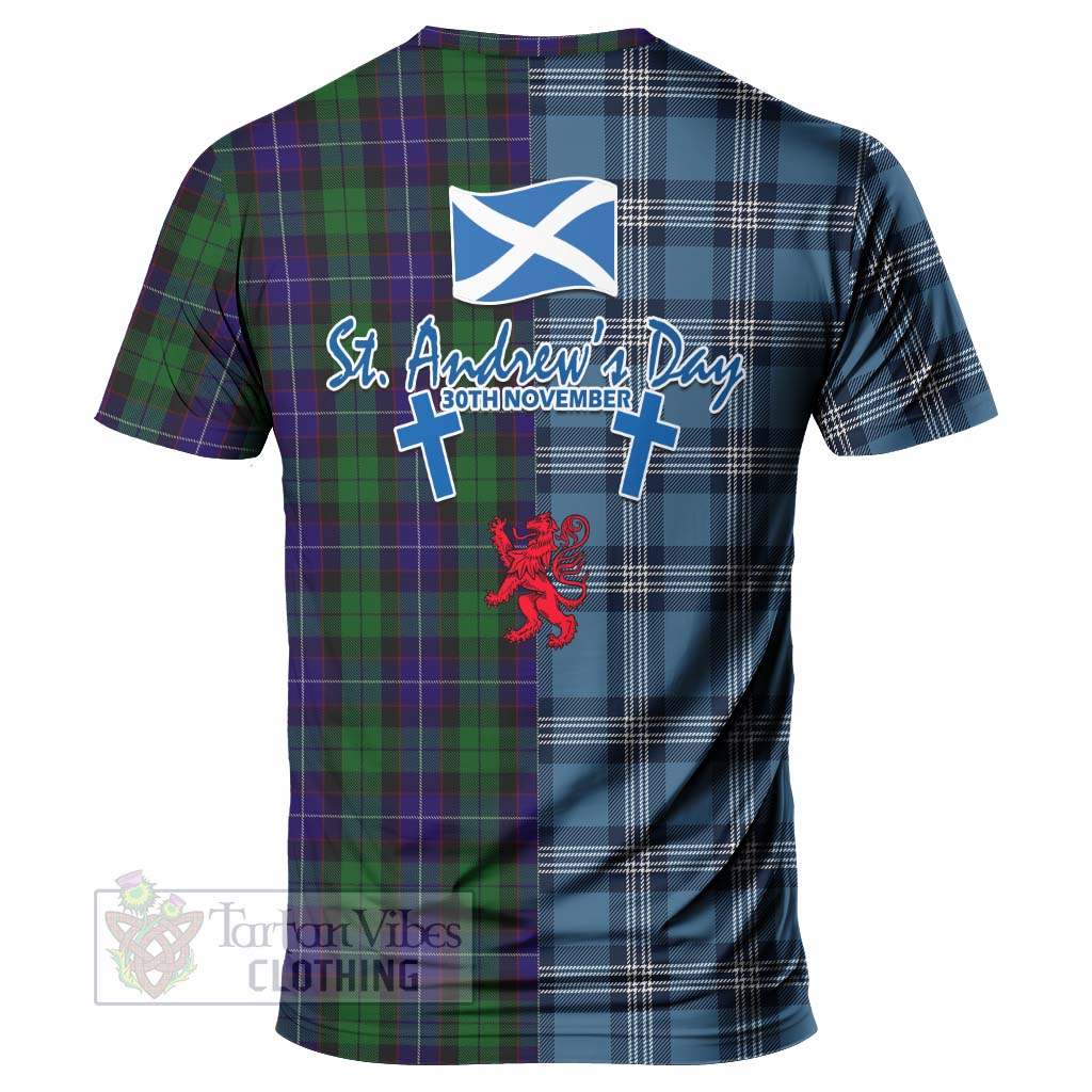 Mitchell Tartan T-Shirt Happy St. Andrew's Day Half Tartan Style - Tartan Vibes Clothing