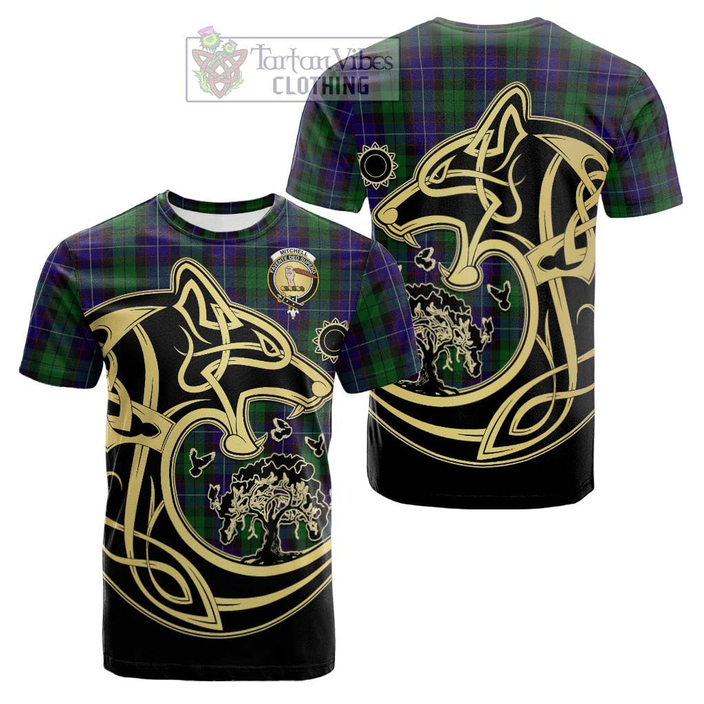 Mitchell Tartan Cotton T-shirt with Family Crest Celtic Wolf Style Kid's Shirt - Tartan Vibes Clothing