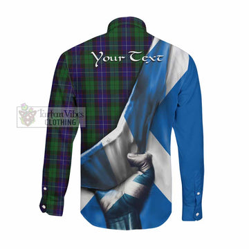 Mitchell Tartan Long Sleeve Button Shirt with Family Crest Scotland Patriotic Style Men's Shirt - Tartan Vibes Clothing