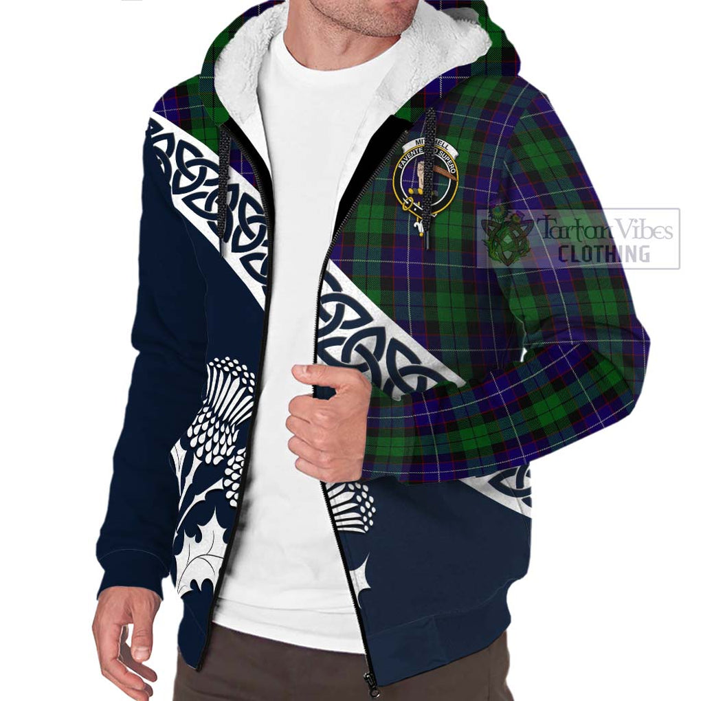 Mitchell Tartan Sherpa Hoodie Featuring Thistle and Scotland Map - Tartan Vibes Clothing