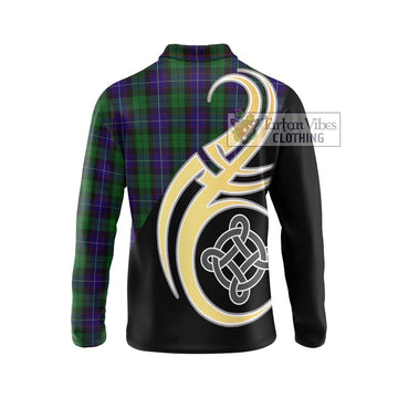 Mitchell Tartan Long Sleeve Polo Shirt with Family Crest and Celtic Symbol Style - Tartan Vibes Clothing