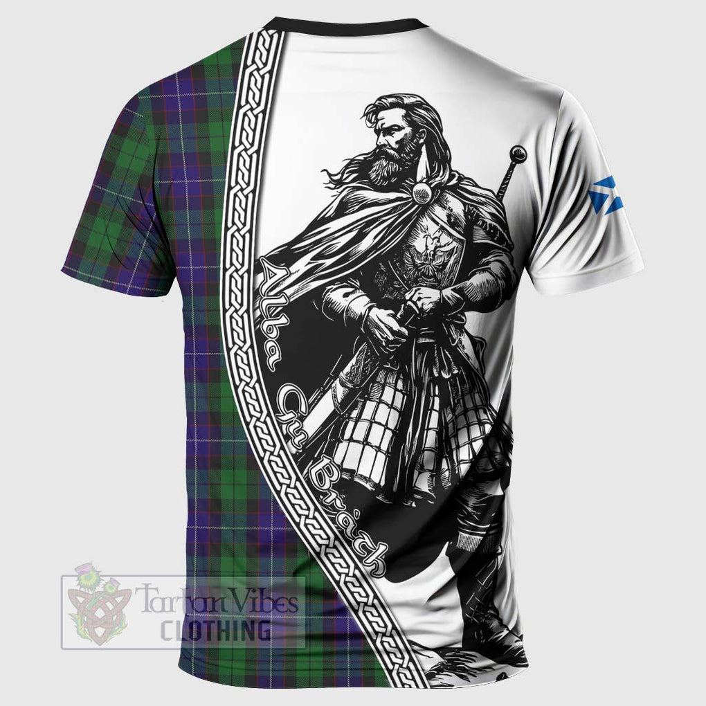Mitchell Tartan Clan Crest T-Shirt with Highlander Warrior Celtic Style - Tartan Vibes Clothing
