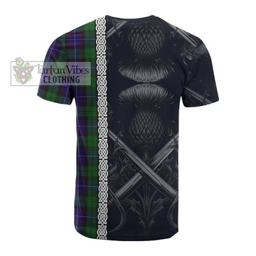 Mitchell Tartan Cotton T-shirt with Family Crest Cross Sword Thistle Celtic Vibes - Tartan Vibes Clothing