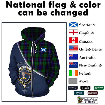 Mitchell Tartan Hoodie with Personalised National Flag and Family Crest Half Style - Tartan Vibes Clothing