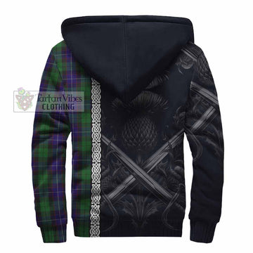 Mitchell Tartan Sherpa Hoodie with Family Crest Cross Sword Thistle Celtic Vibes - Tartan Vibes Clothing