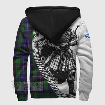 Mitchell Tartan Clan Crest Sherpa Hoodie with Highlander Warrior Celtic Style - Tartan Vibes Clothing