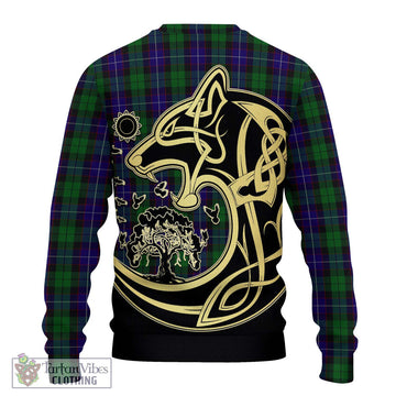 Mitchell Tartan Ugly Sweater with Family Crest Celtic Wolf Style - Tartan Vibes Clothing