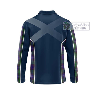 Mitchell Tartan Long Sleeve Polo Shirt with Family Crest and Lion Rampant Vibes Sport Style - Tartan Vibes Clothing