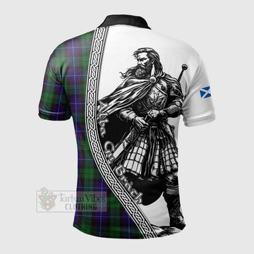 Mitchell Tartan Clan Crest Polo Shirt with Highlander Warrior Celtic Style - Tartan Vibes Clothing