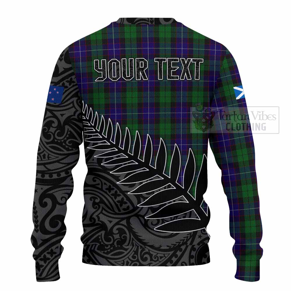 Tartan Vibes Clothing Mitchell Crest Tartan Knitted Sweater with New Zealand Silver Fern Half Style