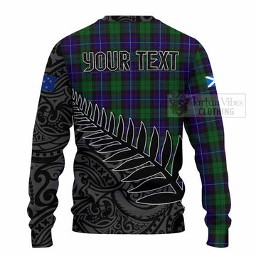 Tartan Vibes Clothing Mitchell Crest Tartan Knitted Sweater with New Zealand Silver Fern Half Style