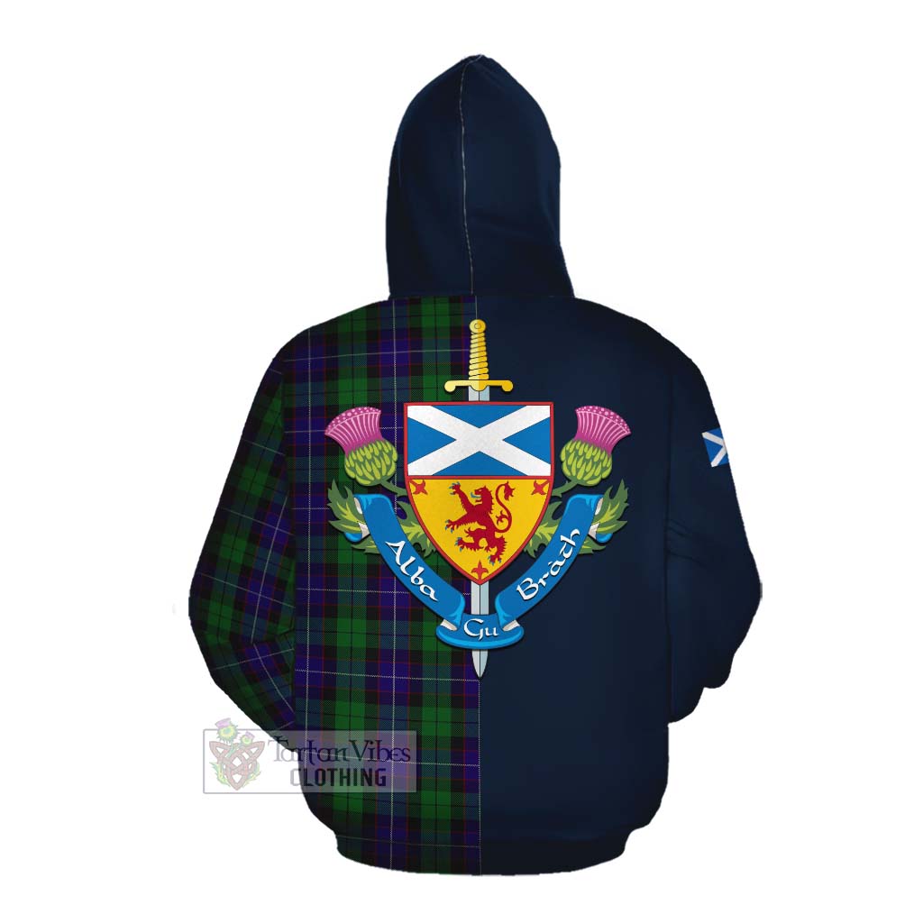 Mitchell Tartan Cotton Hoodie Alba with Scottish Lion Royal Arm Half Style Pullover Hoodie - Tartan Vibes Clothing