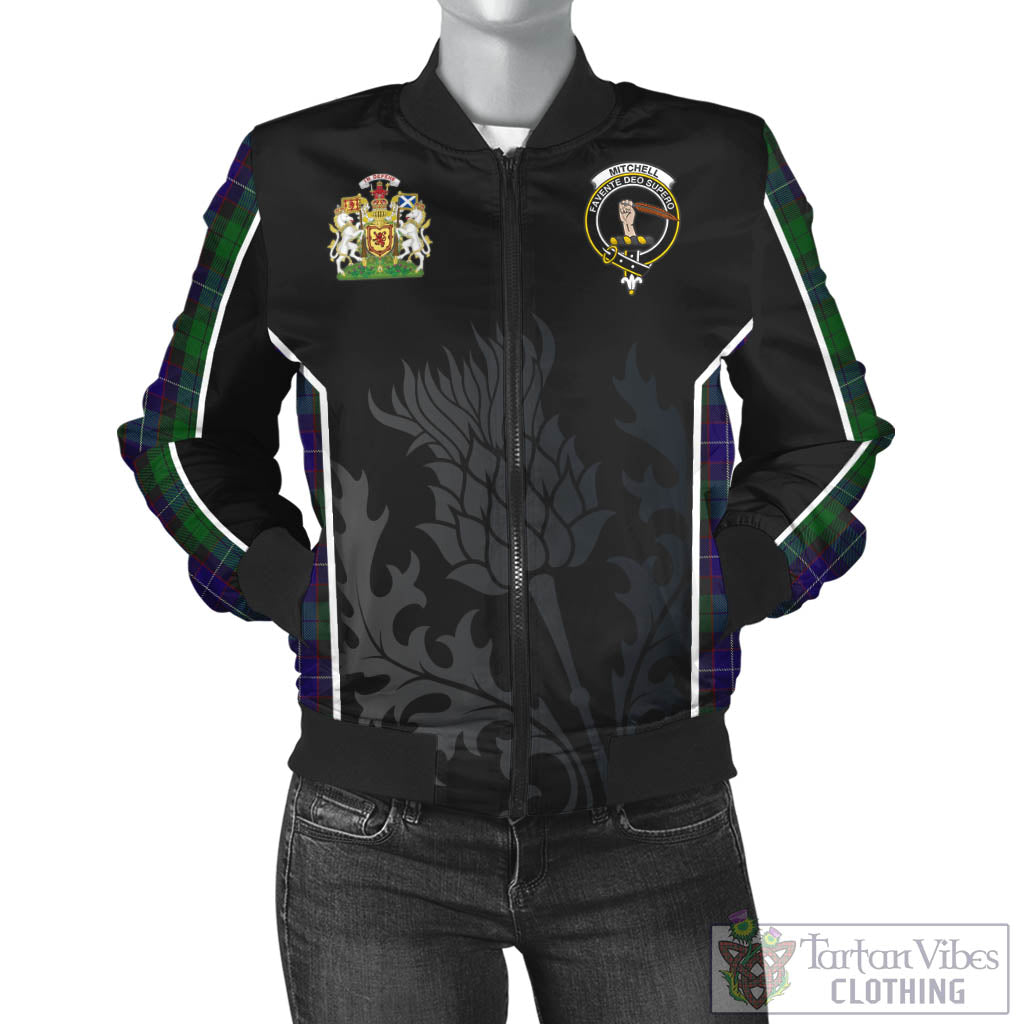 Tartan Vibes Clothing Mitchell Tartan Bomber Jacket with Family Crest and Scottish Thistle Vibes Sport Style