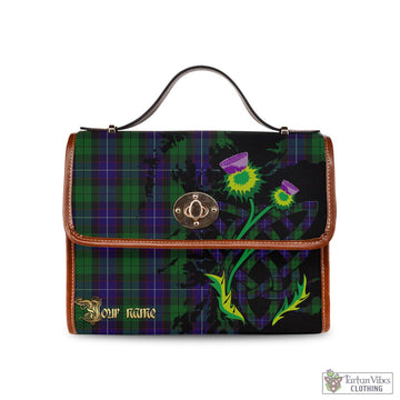 Mitchell Tartan Waterproof Canvas Bag with Scotland Map and Thistle Celtic Accents